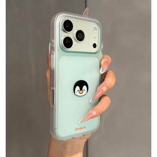 Hoạt Hình Dễ Thương Động Vật Mờ Trong Suốt Màu Hồng Acrylic Ốp Lưng Điện Thoại iPhone 17Promax 17Pro 15 16 Pro Max Chống Sốc Nam Nữ Vỏ Di Động
