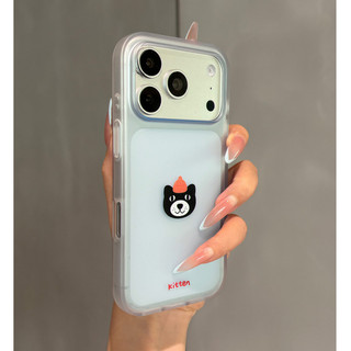 Hoạt Hình Dễ Thương Động Vật Mờ Trong Suốt Màu Hồng Acrylic Ốp Lưng Điện Thoại iPhone 17Promax 17Pro 15 16 Pro Max Chống Sốc Nam Nữ Vỏ Di Động