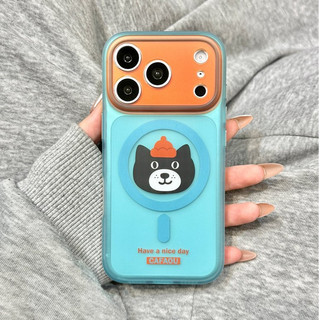 Sạc Không Dây Động Vật Hoạt Hình Dễ Thương Mờ Trong Suốt Màu Hồng Ốp Lưng Điện Thoại iPhone 17Promax 17Pro 15 16 Pro Max Chống Sốc Hai Lớp imd Nữ Điện Thoại Di Động