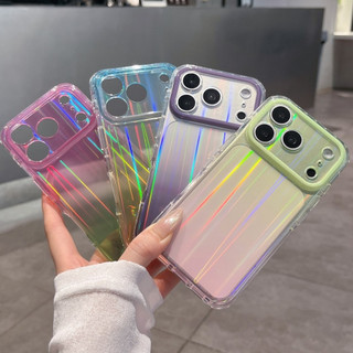 Rainbow Gradient Màu Aurora Sọc Silicon Ốp Lưng Điện Thoại iPhone 17Promax 17Pro 15 16 Pro Max Chống Sốc Nam Nữ Vỏ Di Động