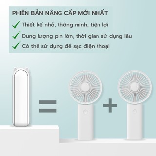 QUITEK Quạt Cầm Tay Mini – Dễ Thương, 3 Tốc Độ, Pin 1500mAh, Có Pin Dự Phòng, Cổng Sạc Type-C