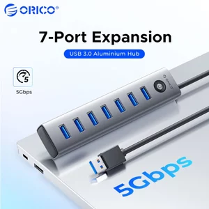 ORICO 7 Cổng USB3.0 Hub Hợp Kim Nhôm 5Gbps Tốc Độ Cao Với Cổng Nguồn DC Cho Laptop Máy Tính Để Bàn