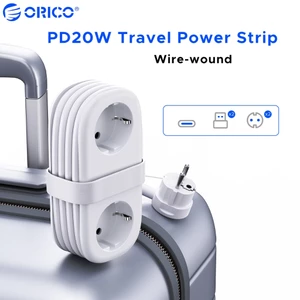 ORICO PD20W Dải nguồn du lịch EU Schuko Ổ cắm 2AC + 2USB-A + Type-C Dây nối dài di động có thể thu vào
