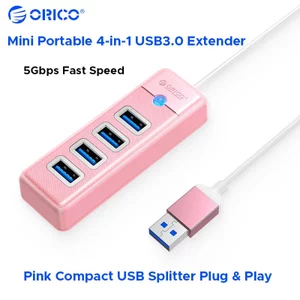 ORICO 4 Cổng USB3.0 Hub Màu Hồng 5Gbps Bộ Chia USB Di Động Tốc Độ Cao 0.15M Cáp Cho Laptop PC