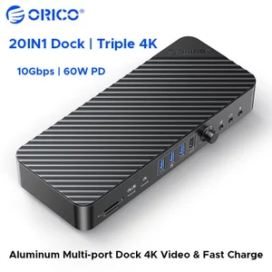 ORICO 20 trong 1 Type C Docking Station Dual DP HDMI 4K VGA Gigabit Ethernet 10Gbps USB3.2 60W PD Multiport Hub Với giắc cắm âm thanh 3,5mm cho máy tính xách tay MacBook