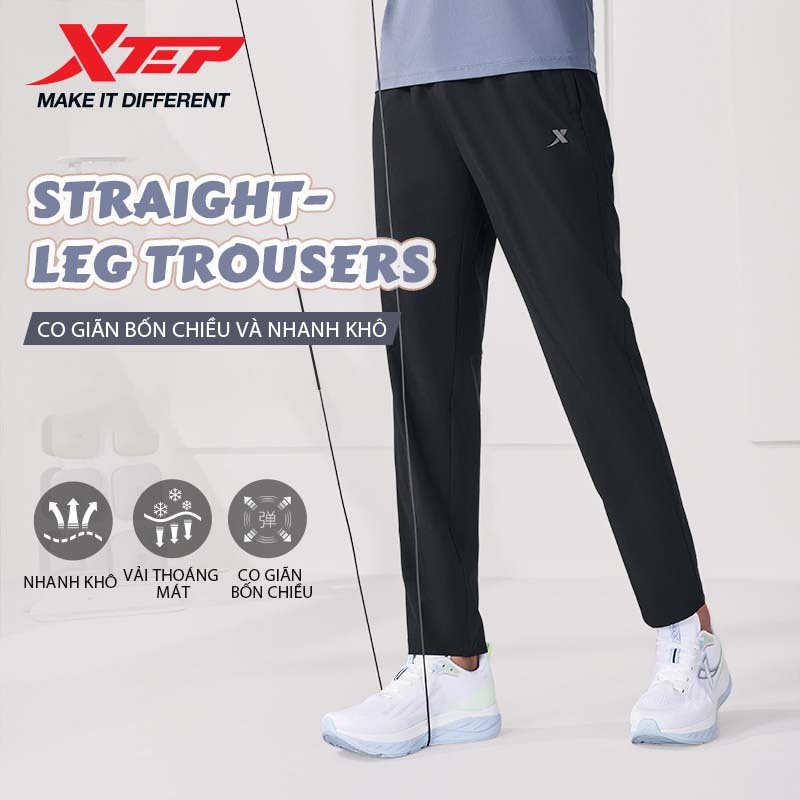 【XTEP】ice silk | Quần dài thể thao nam mùa hè bằng sợi băng, khô nhanh, mát mẻ và thoáng khí, phù hợp tập luyện và chạy bộ