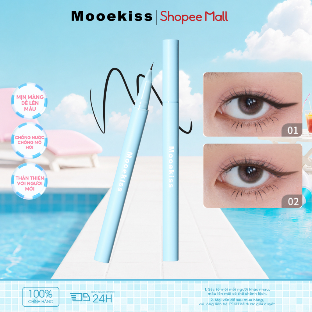 Kẻ Mắt Mooekiss, Chống Nước Mồ Hôi, Không Lem, Lâu Trôi, Dễ Dùng Cho Người MớiChống NướcSiêu MảnhNgười Mới Bắt ĐầuLâu Trôi