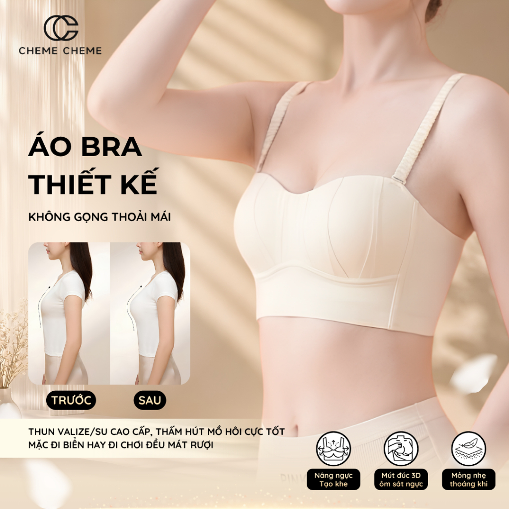 [𝐂𝐇𝐄𝐌𝐄 𝐂𝐇𝐄𝐌𝐄] Áo Lót Bra Thiết Kế – Không Gọng Thoải Mái – Ôm gọn V1 – Lựa Chọn Hoàn Hảo Cho Mùa Hè