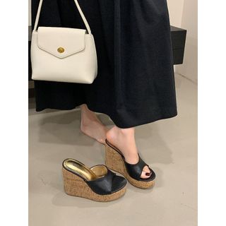 Dép cao gót mũi vuông trong suốt Sequin thời trang nữ