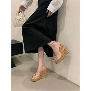 Dép cao gót mũi vuông trong suốt Sequin thời trang nữ
