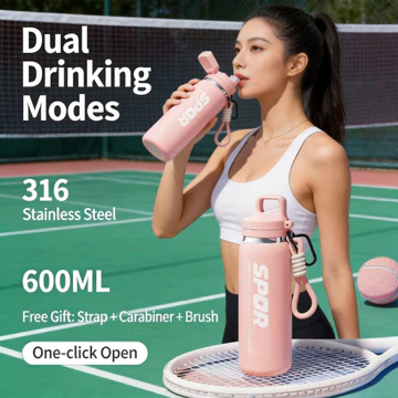 Bình nước thể thao NRMEI, Cốc giữ nhiệt Big Mac 500ml cho phòng gym, Bình nước hai ngăn, Bình nước vận hành một chạm, Bình nước trẻ em không chứa BPA, Bình nước đi học cho trẻ em, Bình giữ nhiệt inox,