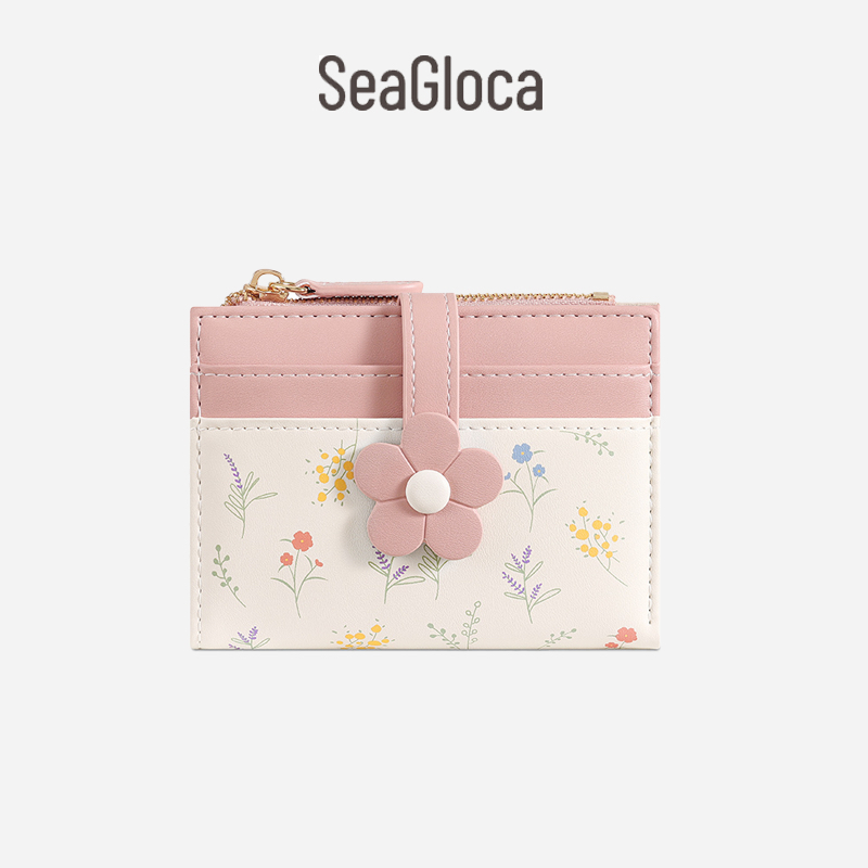 SeaGloca Hoa Mới Macaron Tươi Ví Ngắn Thẻ Ví Đựng Tiền Xu Cho Nữ 2038