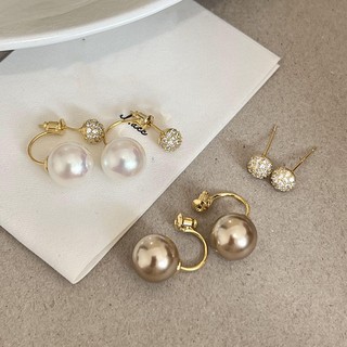 Mới Niche Màu Cà Phê Hạt Xung Quanh Niche Thiết Kế Bông Tai Cao Cấp Có Thể Tháo Rời Hai Cánh Bông Tai