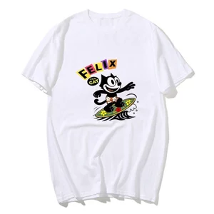 Mèo Felix, Lướt! Áo Cotton Cho Nam Mùa Hè Vintage Áo Sơ Mi Mới Lạ Tee Áo Sơ Mi Quá Khổ Dropshipping Áo