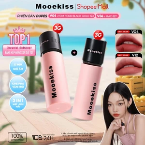 Combo 2 Son Mooekiss Cloudy Matte Lip Mud, Tông Nude Hiện Đại, Lì Mờ, Lâu Trôi, Ít Dính Cốc 3gx2