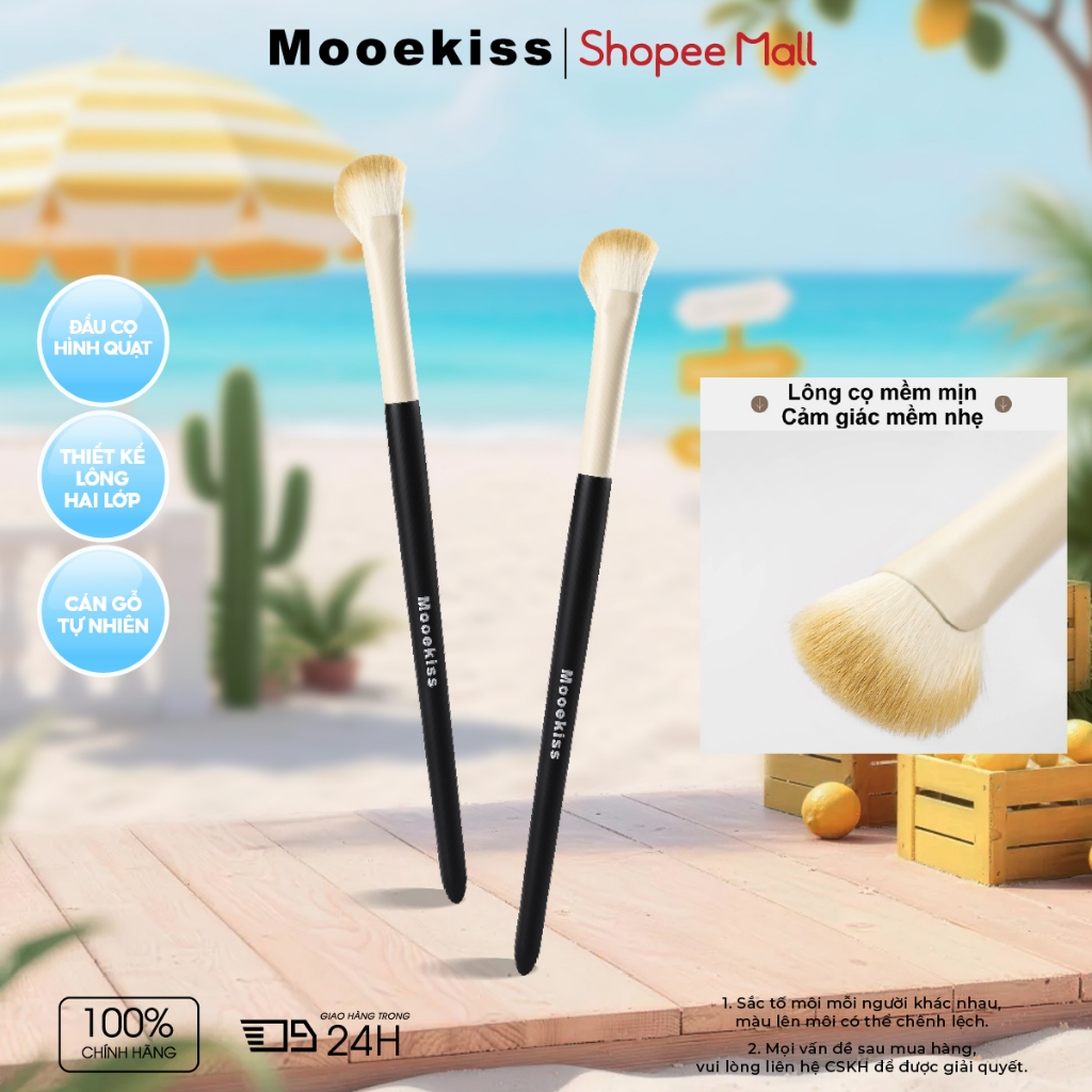 Cọ trang điểm Mooekiss cọ tạo khối Kết hợp tạo khối và highlight Dạng nửa quạt Lông mềmD ễ lấy phấn