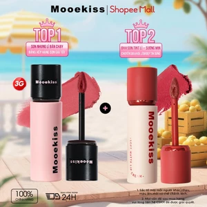 Combo 2 Son Bùn Mooekiss Velvet Lip Mud, Lì Mịn Như Nhung, Khóa Màu, Không Dính Cốc, Lâu Trôi 3g
