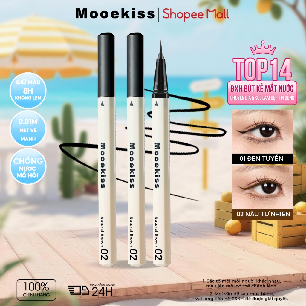 Kẻ Mắt Nước Mooekiss, Chống Nước Mồ Hôi, Không Lem, Giữ Màu Lâu, Nét Mảnh Sắc Nét 0.5ml, Chống Nước, Lâu Trôi, Không Lem, Khô Nhanh,Siêu Mảnh