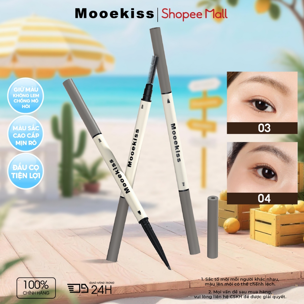 Chì Kẻ Mày Mooekiss Đầu Tam Giác, Chống Nước Mồ Hôi, Dễ Kẻ, Lên Màu Tự Nhiên 70mg, Chống Nước, Chống Mồ Hôi, Không Lem, Tự Nhiên, Siêu Mảnh, Tạo Sợi