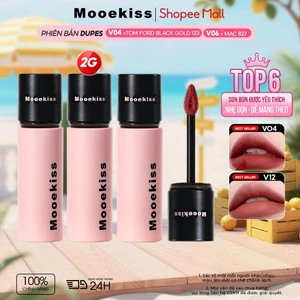 COMBO 3 Son Bùn Mooekiss Lì Mềm Mịn Như Nhung Giúp Làm Giảm Thâm Môi Sáng Da Cho Tone Da Vàng 2g