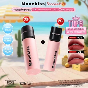Son Mooekiss 3in1 (2g+3g), Son Lì + Son Bóng + Tint, Lâu Trôi, Mịn Nhẹ, Tôn Da
