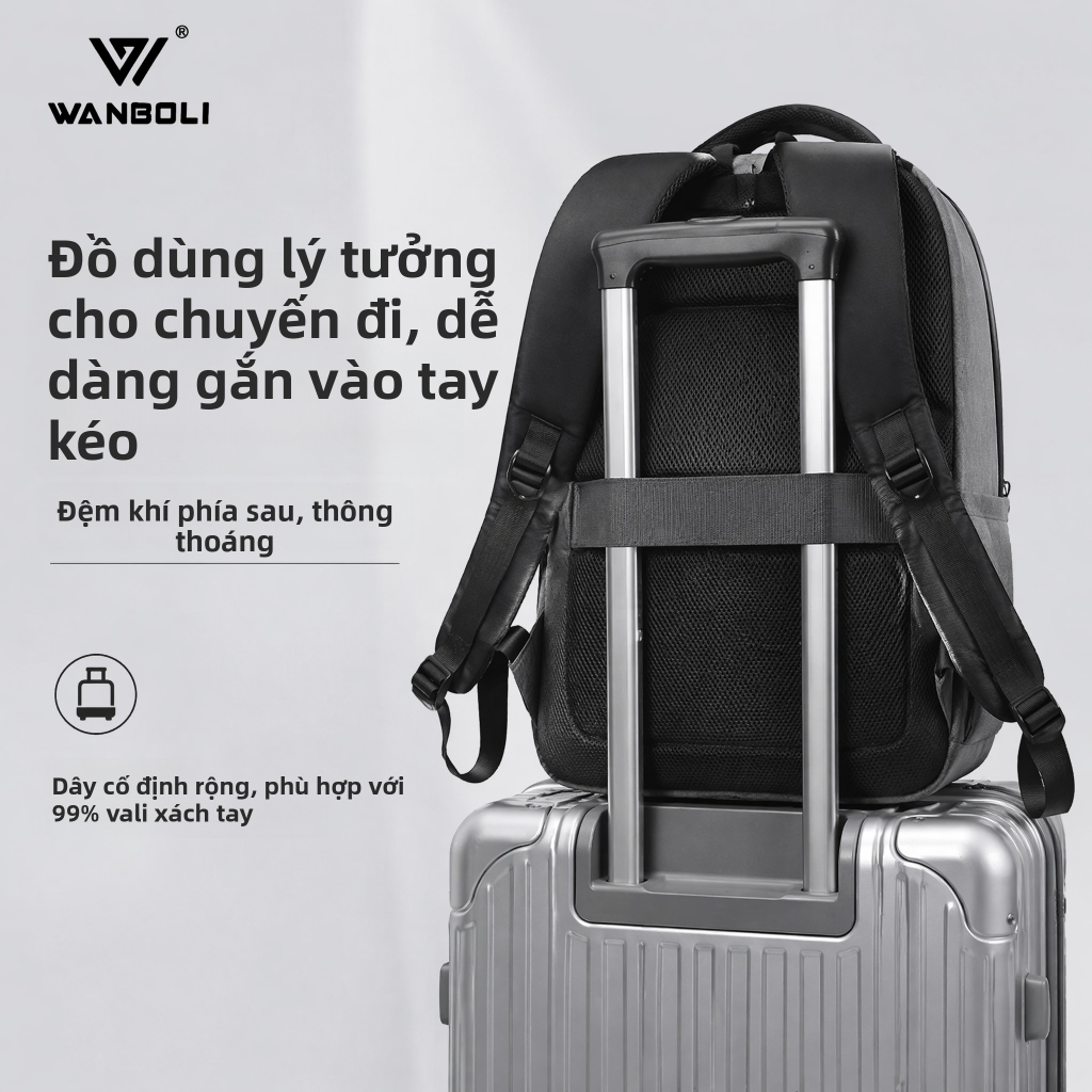 Balo Công Sở Nam Nhẹ Nhàng, Chống Thấm Nước, Đệm Lưng Thoáng Khí, Đựng Laptop 15.6 Inch, Có Ngăn
