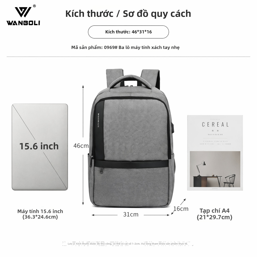 Balo Công Sở Nam Nhẹ Nhàng, Chống Thấm Nước, Đệm Lưng Thoáng Khí, Đựng Laptop 15.6 Inch, Có Ngăn