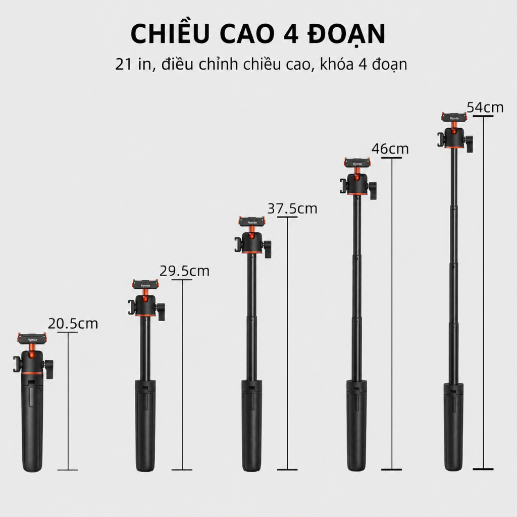 Tripod Action 5 Pro Gậy Selfie Nam Châm 21 inch Gậy Nối Dài Chân Đế Mini Để Bàn Đầu Bi 360° Cold Shoe Cho DJI Osmo Action 5 Pro 4 3 Pocket 3
