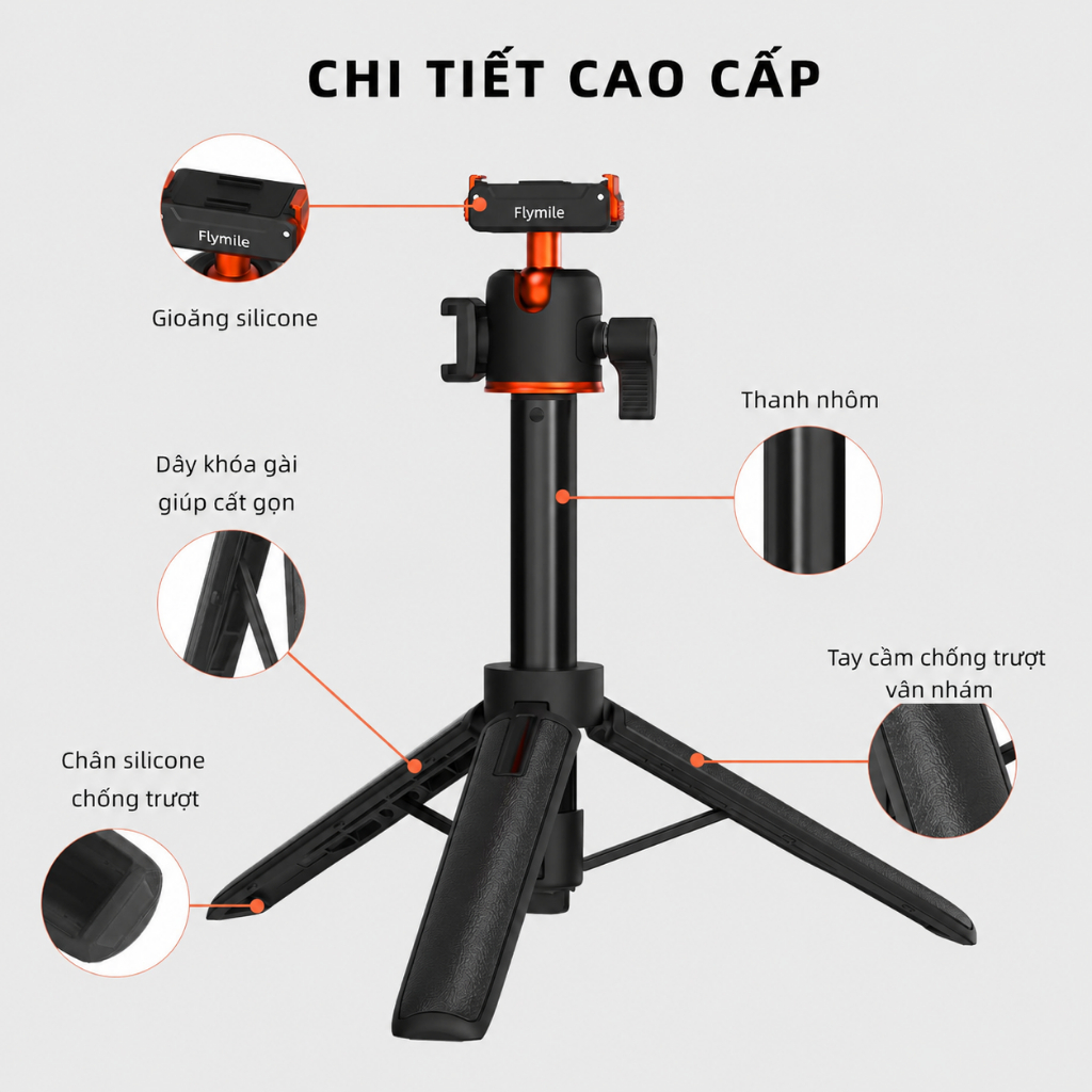 Tripod Action 5 Pro Gậy Selfie Nam Châm 21 inch Gậy Nối Dài Chân Đế Mini Để Bàn Đầu Bi 360° Cold Shoe Cho DJI Osmo Action 5 Pro 4 3 Pocket 3