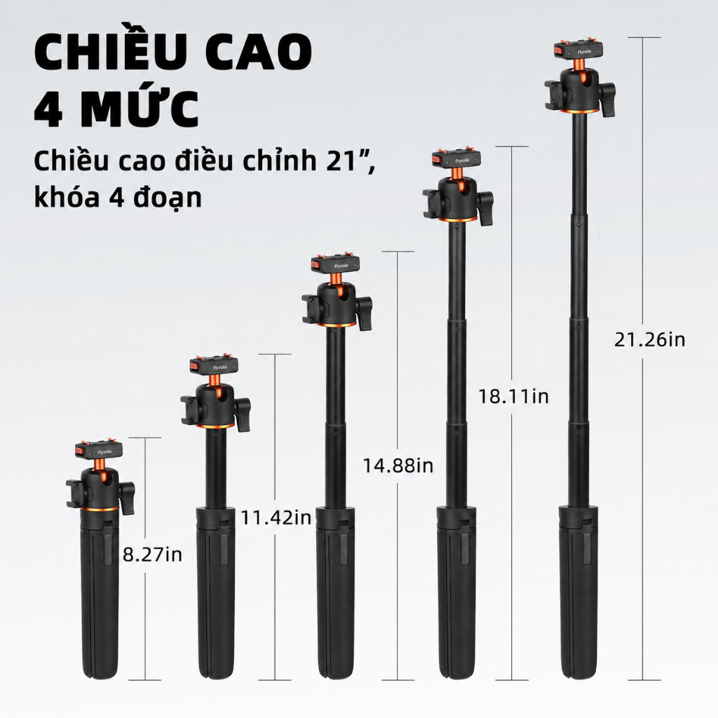 Tripod Cho Insta360 X5 ACE Pro 2 Gậy Selfie Nam Châm 21 inch Gậy Nối Dài Chân Đế Mini Để Bàn Đầu Bi 360° Cold Shoe Cho Ace Pro Ace