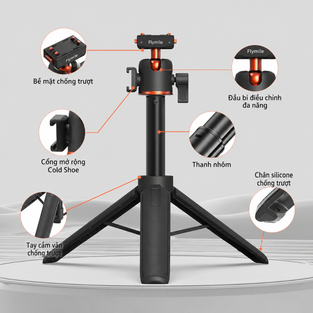Tripod Cho Insta360 X5 ACE Pro 2 Gậy Selfie Nam Châm 21 inch Gậy Nối Dài Chân Đế Mini Để Bàn Đầu Bi 360° Cold Shoe Cho Ace Pro Ace