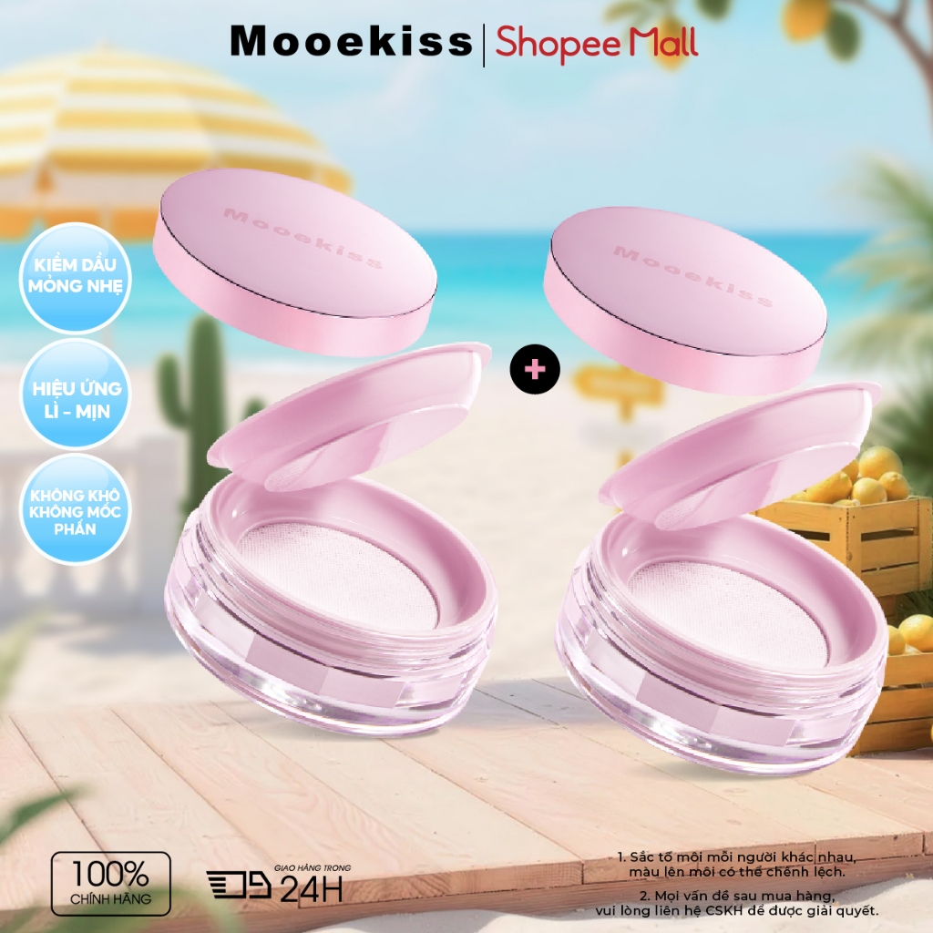 [KOL COMBO 2]Combo 2 Phấn Phủ Mooekiss Dạng Bột, Kiềm Dầu, Lâu Trôi, Mịn Nhẹ, Không Mốc Không Vón