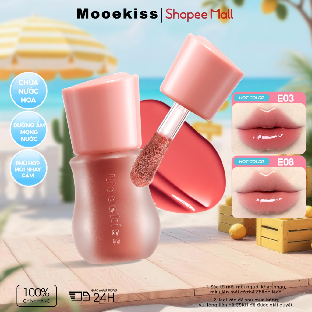Son Bóng Mooekiss, Căng Mọng Môi, Dưỡng Ẩm, Hiệu Ứng Gương, Lâu Trôi, Trong Suốt