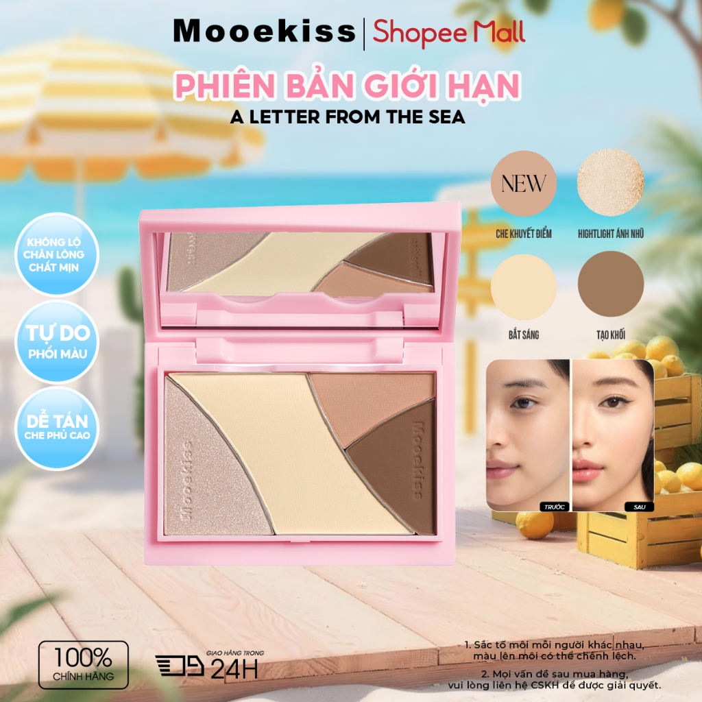 [LIVE] Bảng Tạo Khối Mooekiss 4 Màu 9g, Contour & Highlight, Dễ Tán, Lâu Trôi, Bản Giới Hạn
