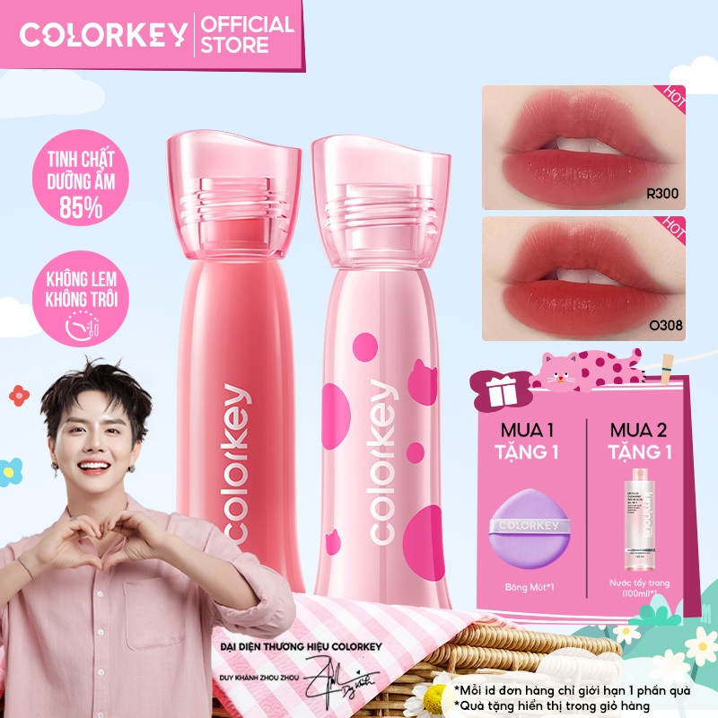 [MUA 2 TẶNG 1] Son COLORKEY Watery Tint, Lì Mịn Nhẹ Môi, Không Dính, Lâu Trôi, Dưỡng Ẩm  2.5g