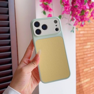 Ốp điện thoại da họa tiết vải thiều bị chặn màu Dopamine thích hợp cho iPhone 13 14 15 16 17 Pro Max Vỏ silicon chống rơi