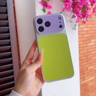 Ốp điện thoại da họa tiết vải thiều bị chặn màu Dopamine thích hợp cho iPhone 13 14 15 16 17 Pro Max Vỏ silicon chống rơi