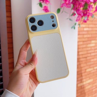 Ốp điện thoại da họa tiết vải thiều bị chặn màu Dopamine thích hợp cho iPhone 13 14 15 16 17 Pro Max Vỏ silicon chống rơi