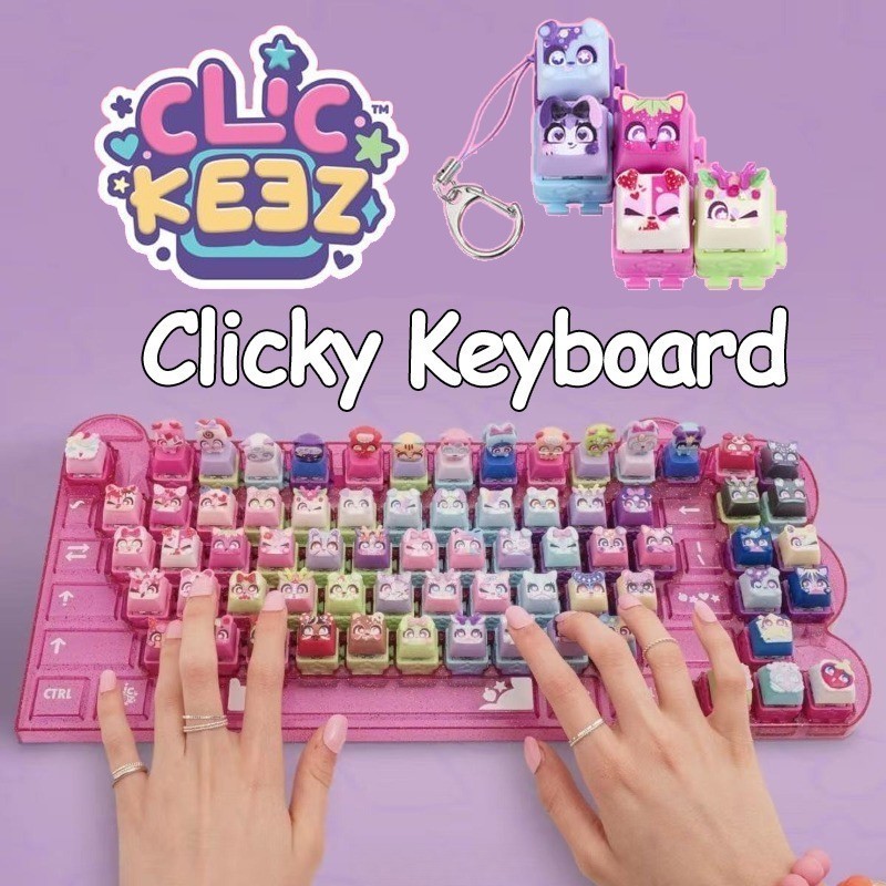 ECILY Click Keez Bàn Phím Móc Khóa Hộp Mù Clickeez Bàn Phím Cơ Keycaps Treo Móc Khóa Giảm Căng Thẳng Sưu Tập Đồ Chơi Trẻ Em