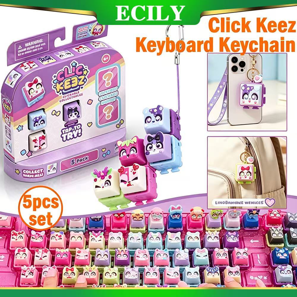 ECILY Click Keez Bàn Phím Móc Khóa Hộp Mù Clickeez Bàn Phím Cơ Keycaps Treo Móc Khóa Giảm Căng Thẳng Sưu Tập Đồ Chơi Trẻ Em