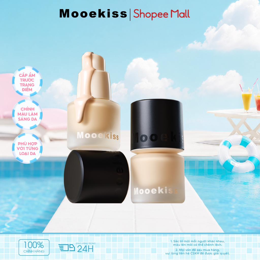 Kem nền dạng lỏng Mooekiss - Độ phủ cao, kiểm soát dầu, dưỡng ẩm & công thức lâu trôi