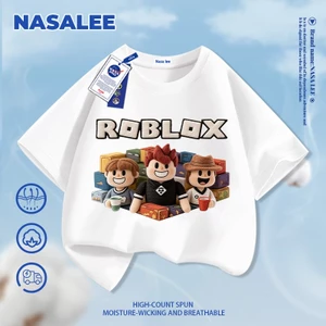 Trò chơi NASA Minecraft In hình cho trẻ em Áo thun Cotton ngắn tay nguyên chất loại A cho bé trai bé gái mùa hè Áo thun mặc đường phố phong cách mới