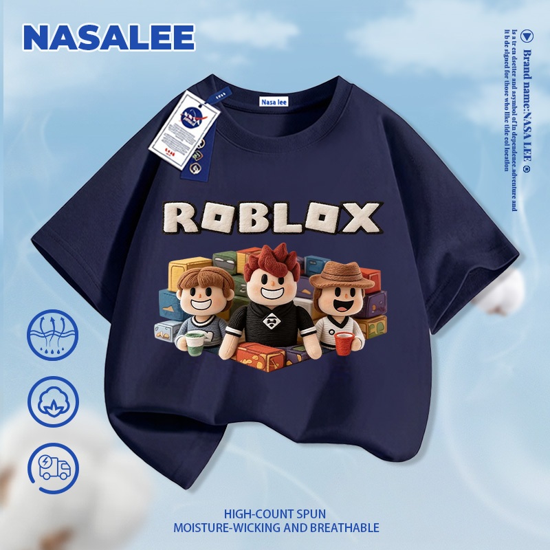 [Vận chuyển 24 giờ] Trò chơi NASA Minecraft In hình cho trẻ em Áo thun Cotton ngắn tay nguyên chất loại A cho bé trai bé gái mùa hè Áo thun mặc đường phố phong cách mới