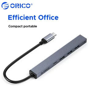Bộ chuyển đổi ORICO Multiport Type-C 60W PD Hub nhôm USB3.0 sạc nhanh có đầu đọc TF / Cổng Type-C kép