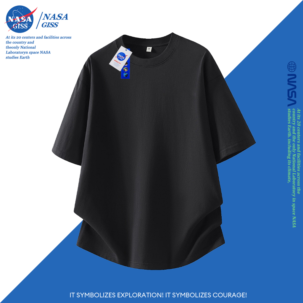 NASA Áo thun nam nữ Tay Lỡ thường ngày Trend Áo thun trơn form rộng t-shirt Cổ tròn Cotton Mềm mại Unisex