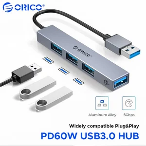ORICO 5 / 6 trong 1 Type-C Hub Hợp kim nhôm 60W PD Bộ chia USB3.0 sạc nhanh với tùy chọn TF / Dual Type-C cho máy tính xách tay MacBook