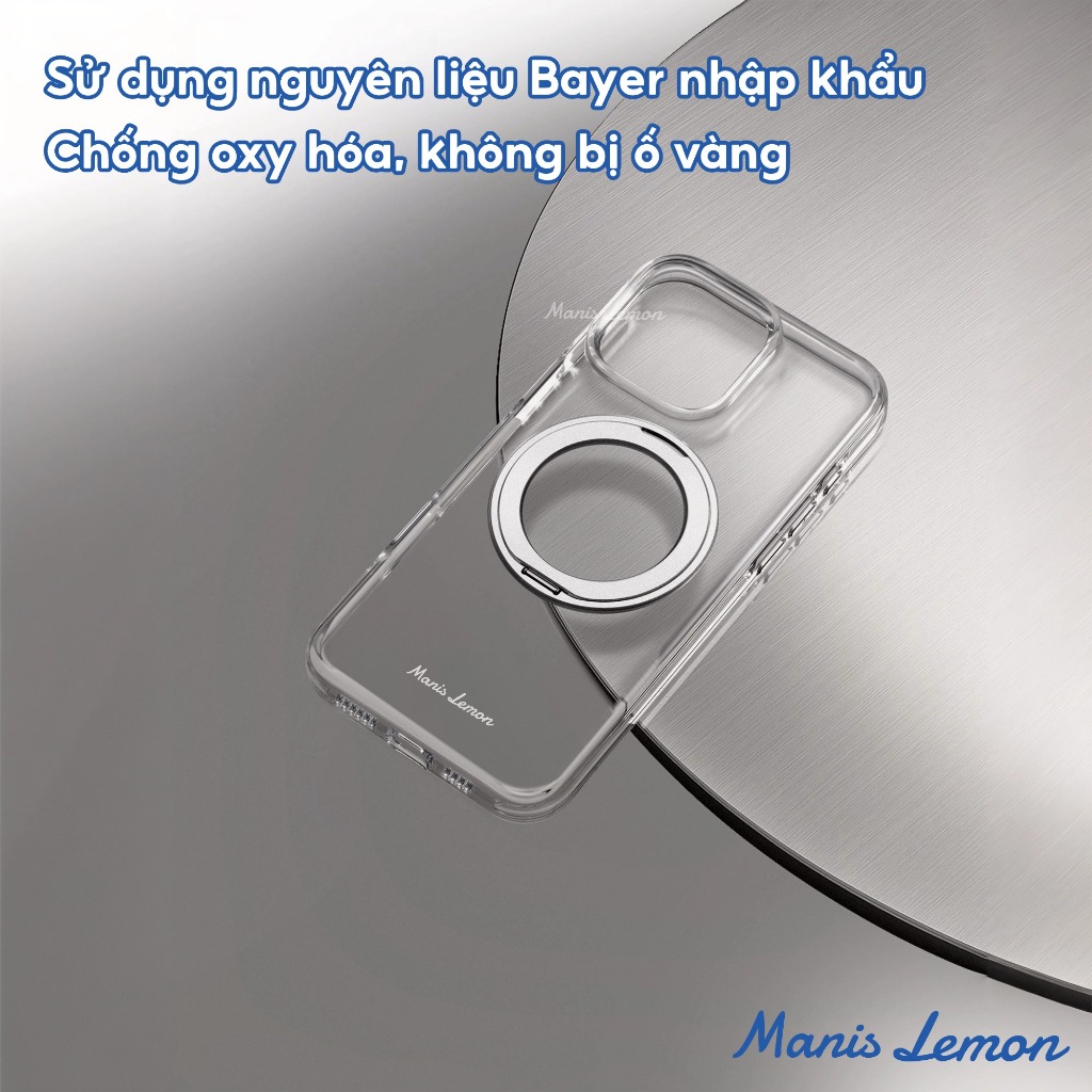 Ốp Lưng Manis Lemon Trong Suốt Từ Tính 360° Xoay,Bảo Vệ Camera, Hỗ Trợ Sạc Magnetic, Cho iPhone 17 16 15 14 Pro Max
