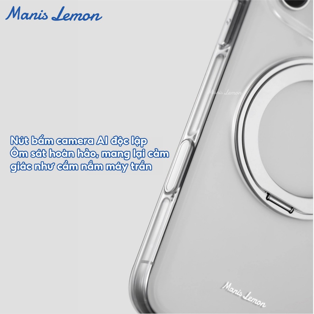 Ốp Lưng Manis Lemon Trong Suốt Từ Tính 360° Xoay,Bảo Vệ Camera, Hỗ Trợ Sạc Magnetic, Cho iPhone 17 16 15 14 Pro Max