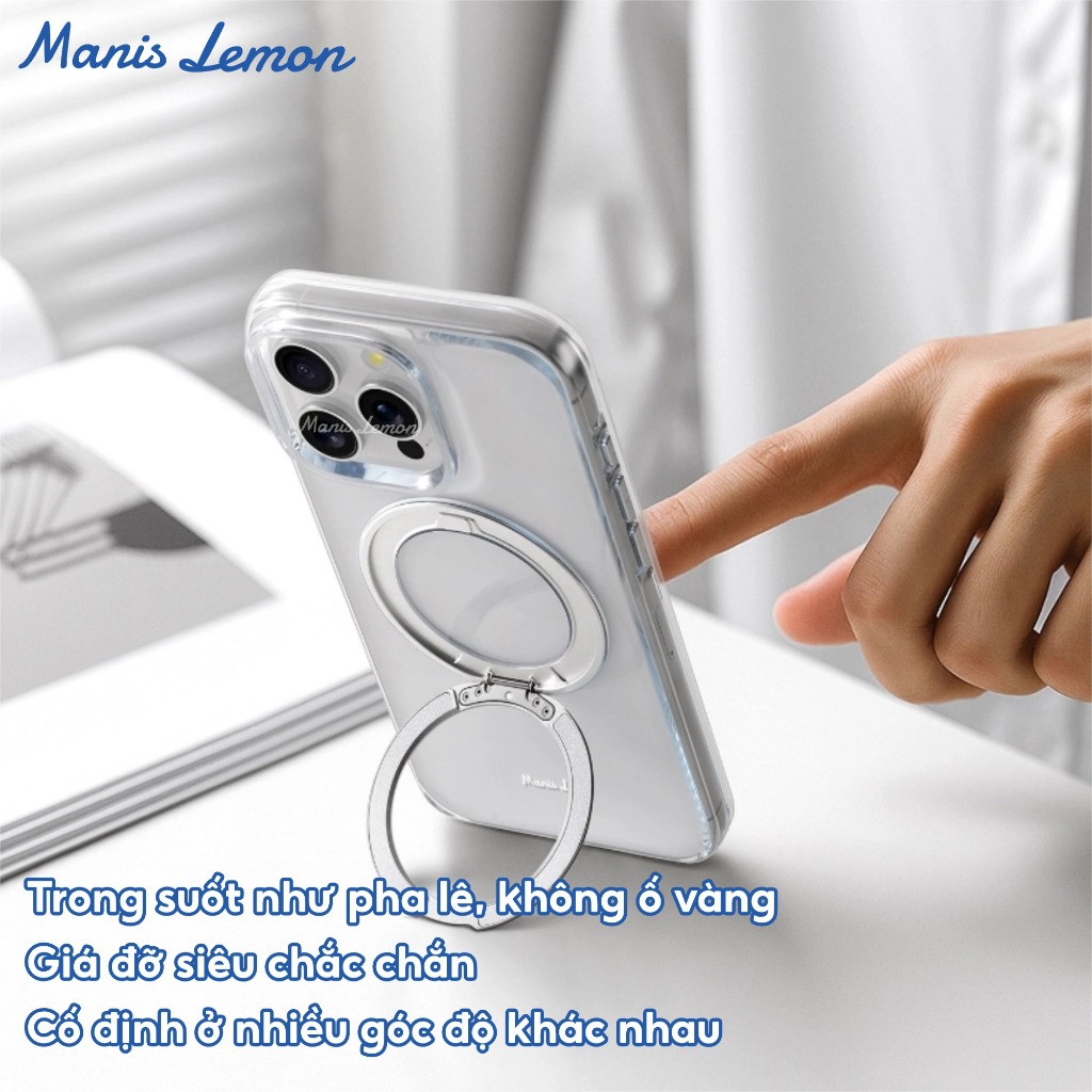 Ốp Lưng Manis Lemon Trong Suốt Từ Tính 360° Xoay,Bảo Vệ Camera, Hỗ Trợ Sạc Magnetic, Cho iPhone 17 16 15 14 Pro Max