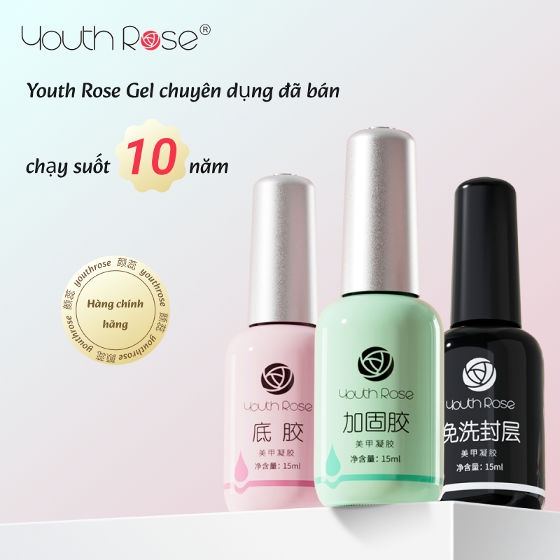 Youth Rose base top hoa hồng chính hãng 15ml - gel liên kết, top phủ bóng, cứng móng cao cấp - Nails Red